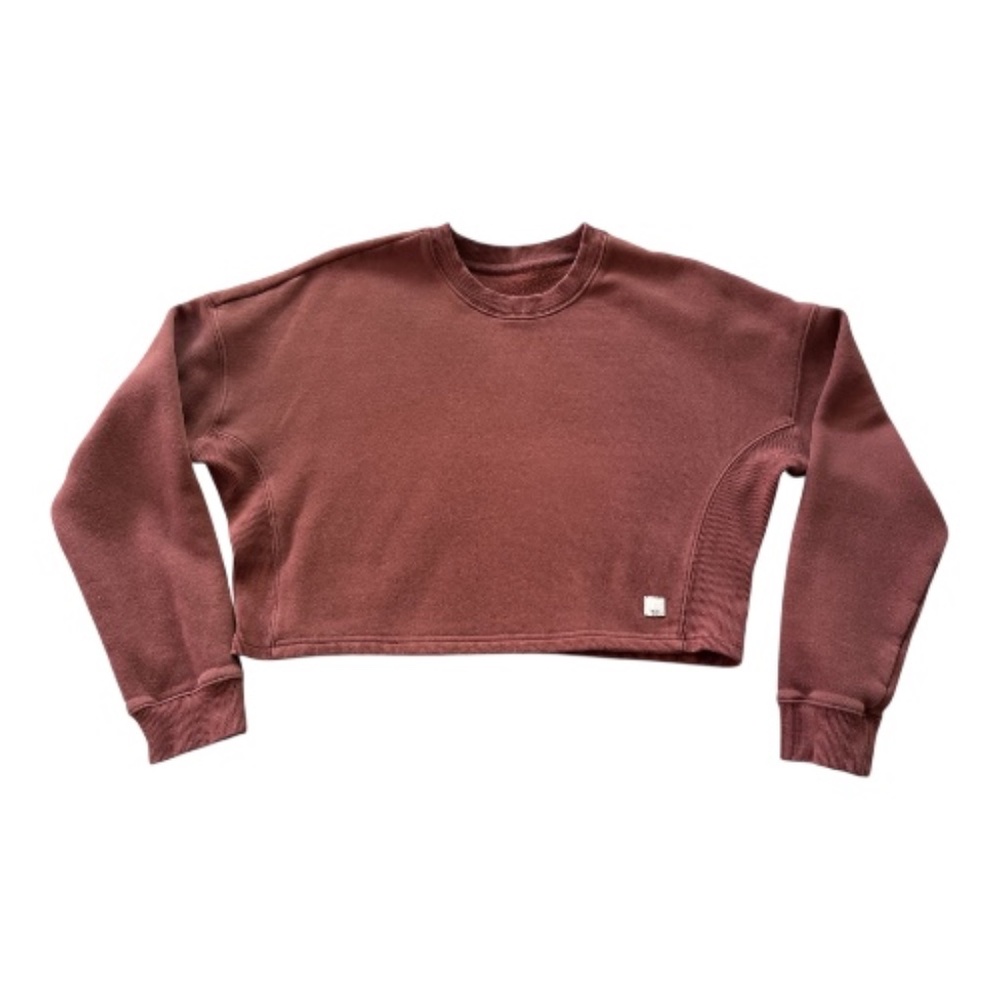 Vuori Restore Cropped Crew Sweatshirt Small Burgundy